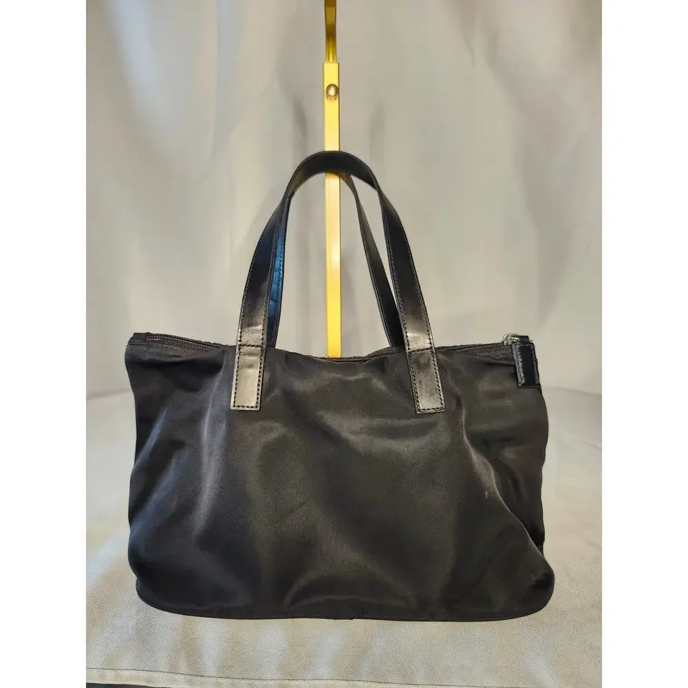 Prada Black Nylon Tote Bag Leather Handles Made in Italy Authenticity Card - Picture 3 of 15